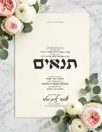 Tenaim Flat Lay Roses & Eucalyptus - Tenaim invitation