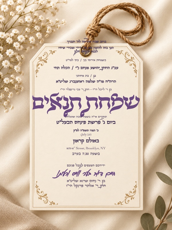 תנאים - כלה - Tenaim Kallah invitation