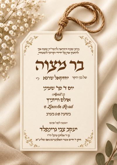 בר מצווה - Bar Mitzvah invitation