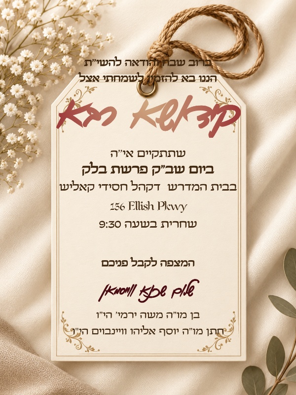 קידוש רבה - Kiddush invitation