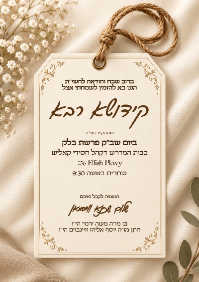 קידוש רבה - Kiddush invitation