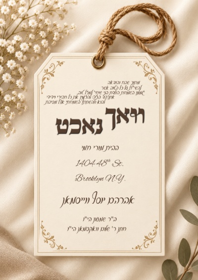 שלום זכר וואכנאכט וברית - Shalom Zachor Vachnacht U Bris invitation
