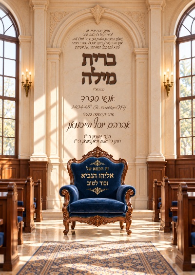 שלום זכר וואכנאכט וברית - Shalom Zachor Vachnacht U Bris invitation