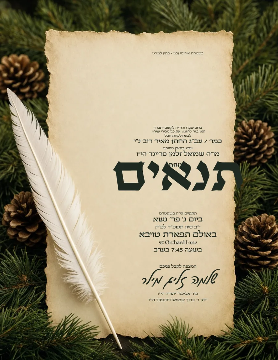 Quill Winter Evergreen - Tenaim invitation