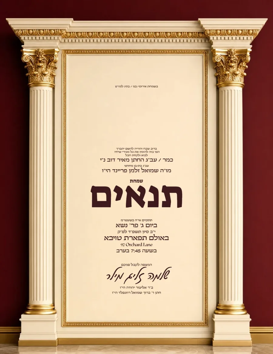 Ivory Frame Burgundy & Gold - Tenaim invitation