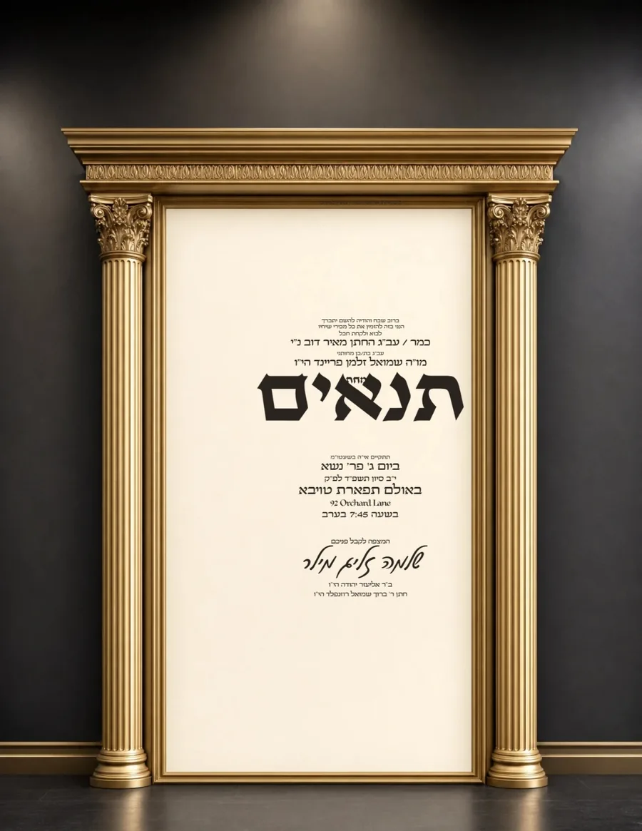 Ivory Frame Black & Champagne Gold - Tenaim invitation