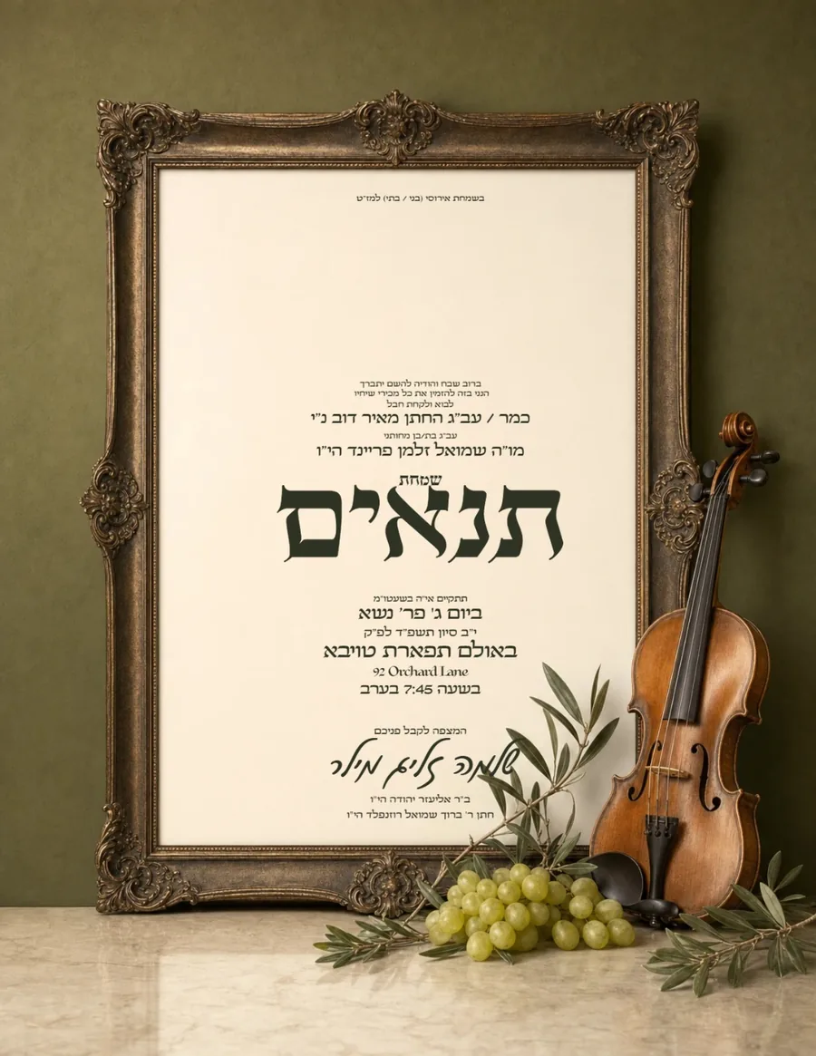 Gilded Frame Olive & Bronze - Tenaim invitation