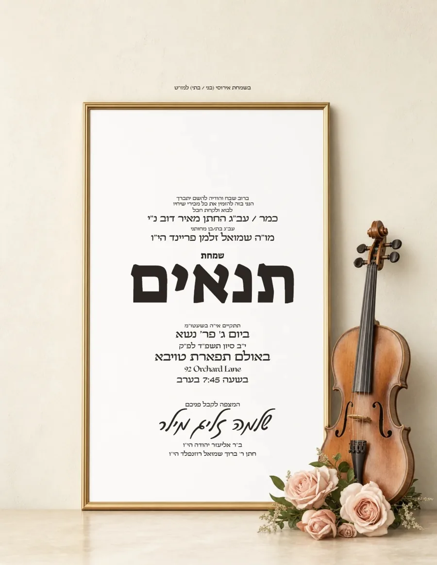 Gilded Frame Ivory & Gold Modern - Tenaim invitation