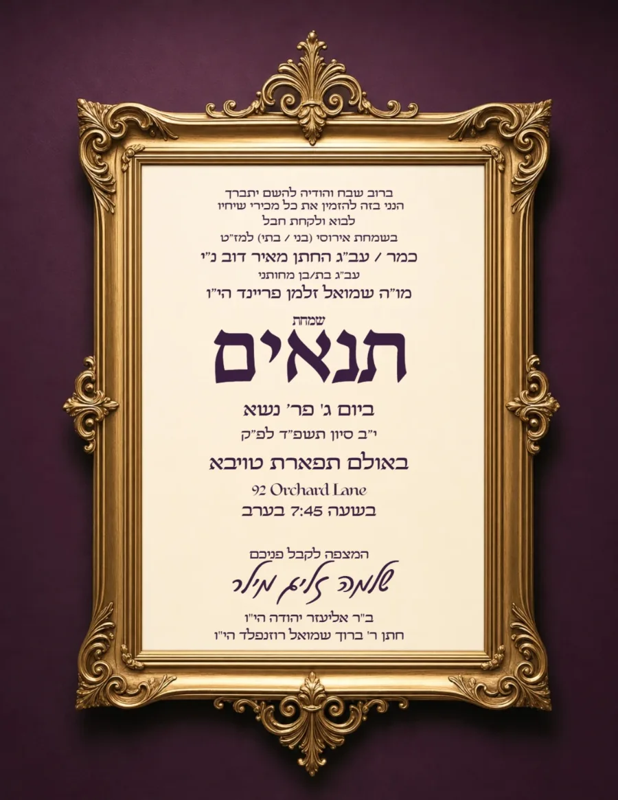 תנאים - Tenaim invitation