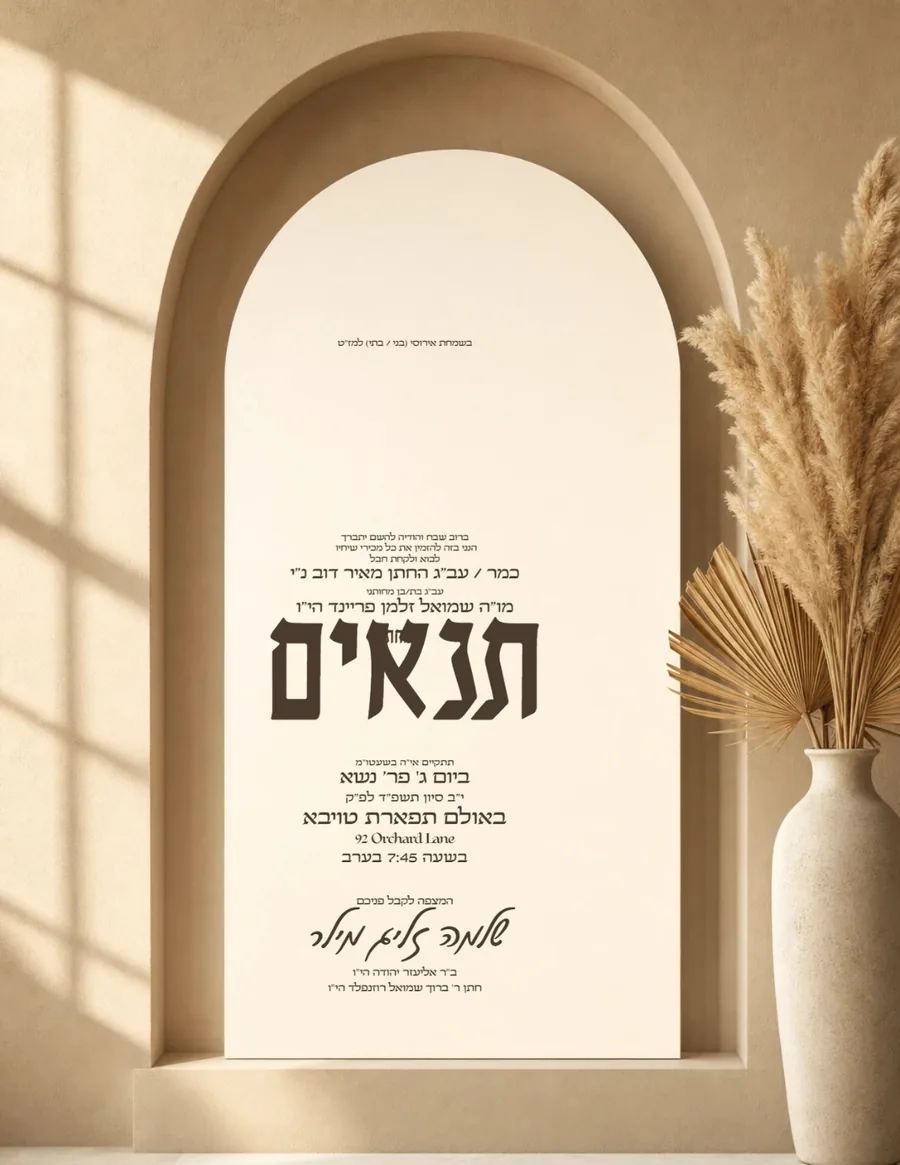 Tenaim Modern Arch With Pampas - Tenaim invitation