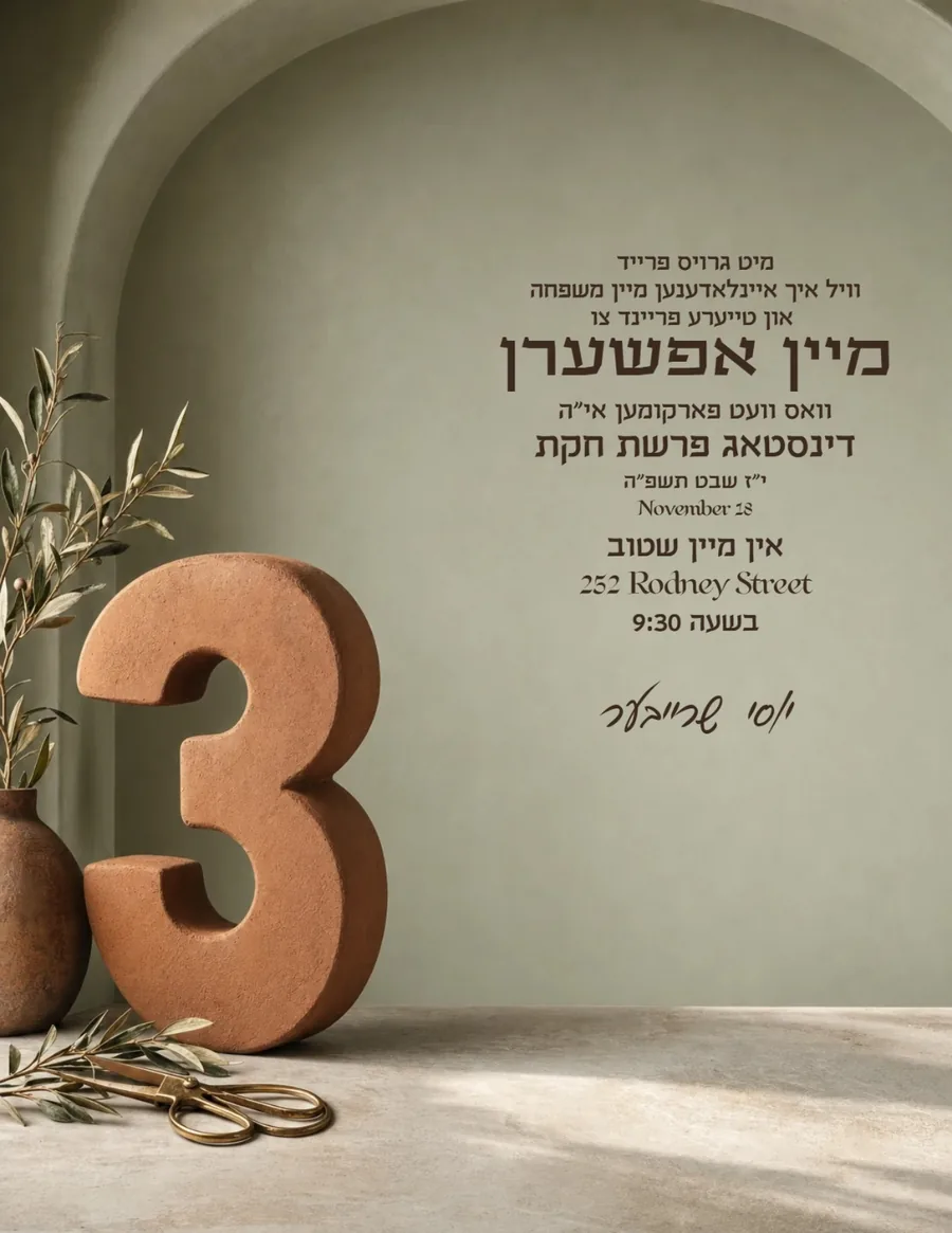 Travertine Three Terracotta & Sage - Upsherin invitation