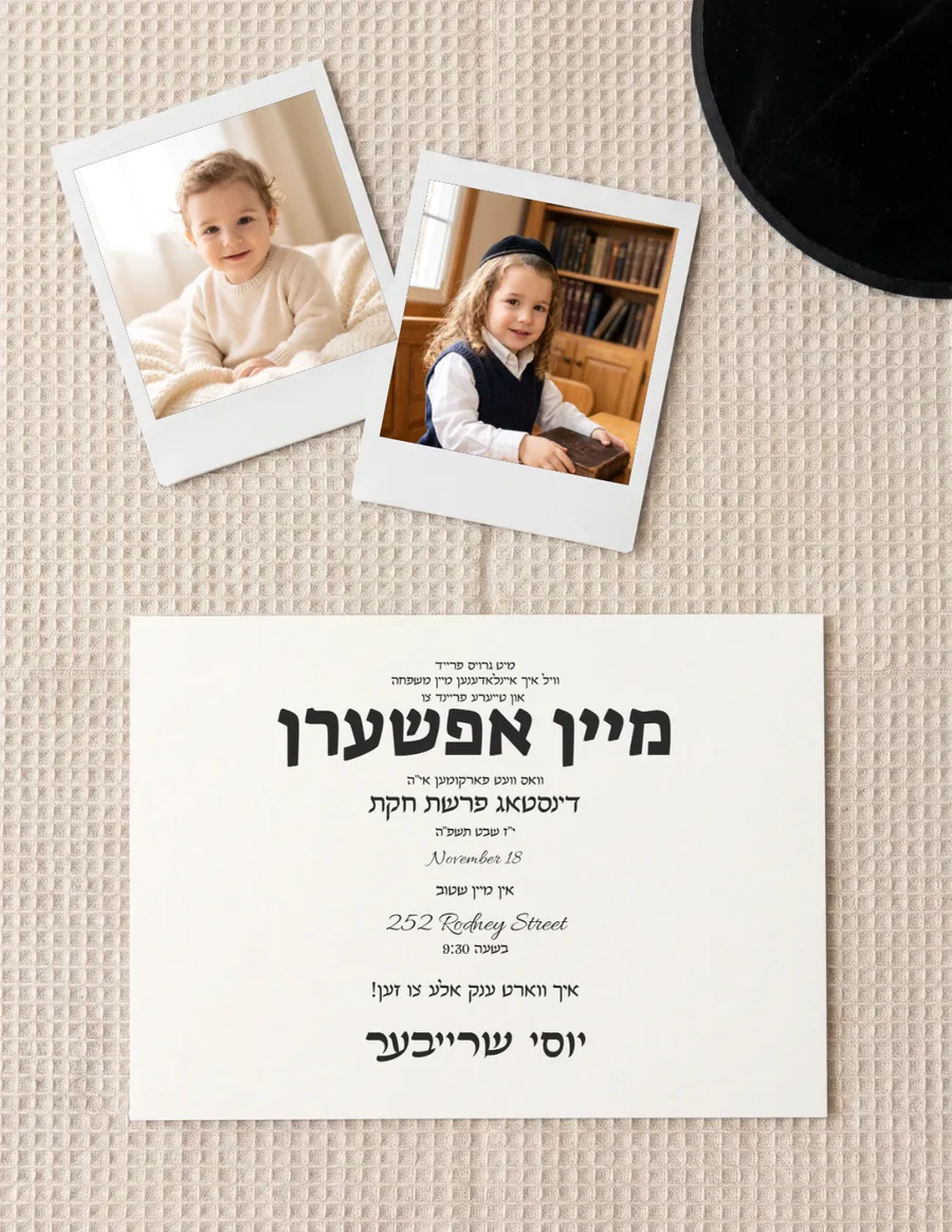 Then & Now Polaroids - Upsherin invitation