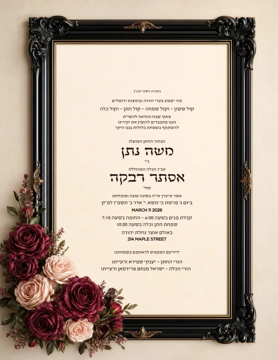 Antique Gilded Frame Black Lacquer & Gold - Wedding invitation