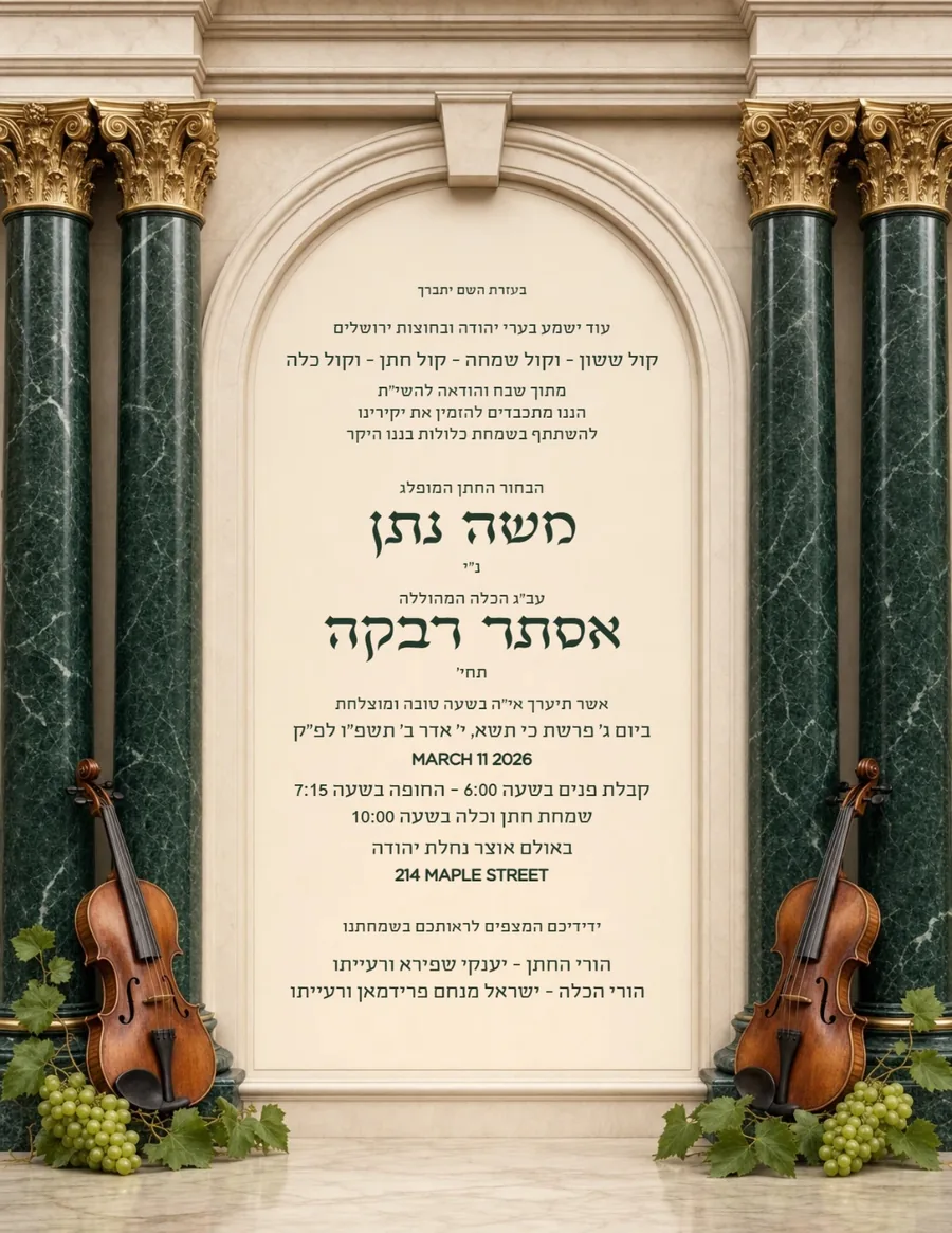 Marble Portico Green Marble & Gold - Wedding invitation